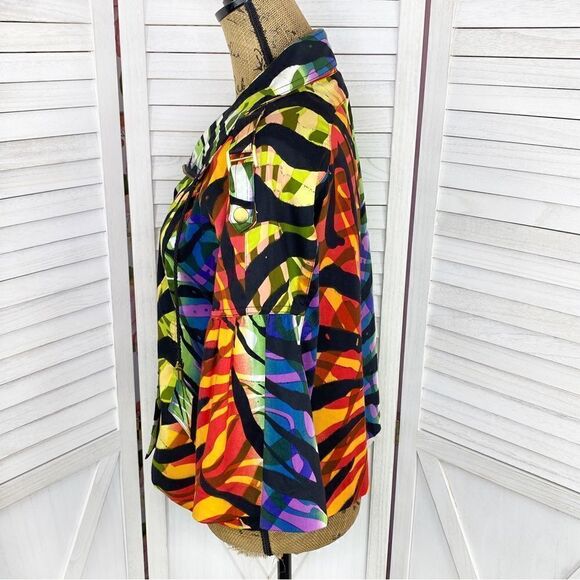 Just B Rainbow Tiger Stripe Flared 3/4 Sleeve Jacket Medium - Picture 2 of 13